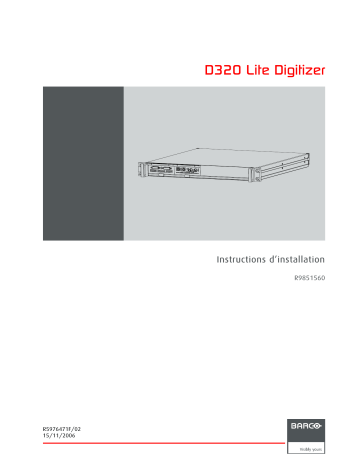 Installation manuel | Barco D320 Lite Guide d'installation | Fixfr