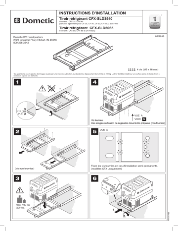 Installation manuel | Dometic CFX-SLD3540, CFX-SLD5065 Fridge slide Guide d'installation | Fixfr