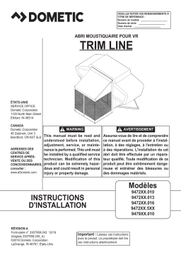 Dometic Trim Line 9472XX.010, 9472XX.013, 9472XX.016, 9472XX.5XX, 9479XX.010 RV Screen Room Guide d'installation