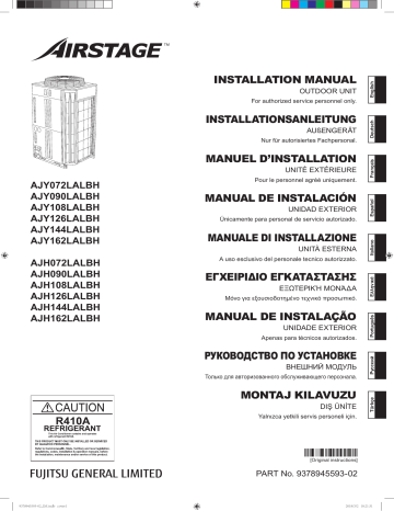 AJH108LALCH | AJY108LALBH | AJY162LALBH | AJH162LALBH | AJH072LALBH | AJH090LALBH | AJY126LALBH | AJH126LALBH | AJH144LALBH | AJY090LALBH | AJH108LALBH | AJY144LALBH | AJY072LALBH | Installation manuel | Fujitsu AJY108LALCH Guide d'installation | Fixfr