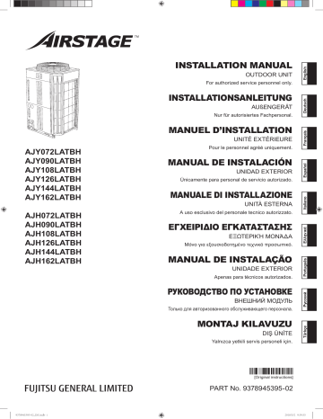 AJH162LATBH | AJY144LATBH | AJH144LATBH | AJZ126LALCH | AJZ162LALBH | AJH126LATBH | AJZ126LALBH | AJH090LATBH | AJY072LATBH | AJH072LATBH | AJZ108LALBH | AJH108LATBH | AJY108LATBH | AJZ108LALCH | AJZ090LALCH | Installation manuel | Fujitsu AJY162LATBH Guide d'installation | Fixfr