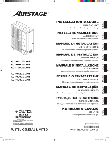 AJY108LELAH | AJH072LELAH | AJY072LELAH | AJH108LELAH | AJH090LELAH | Installation manuel | Fujitsu AJY090LELAH Guide d'installation | Fixfr