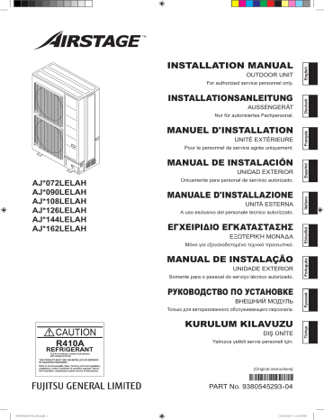 AJY072LELAH | AJH126LELAH | AJH108LELAH | AJH090LELAH | AJH144LELAH | AJY162LELAH | AJY126LELAH | AJY144LELAH | AJY090LELAH | AJY108LELAH | AJH072LELAH | Installation manuel | Fujitsu AJH162LELAH Guide d'installation | Fixfr