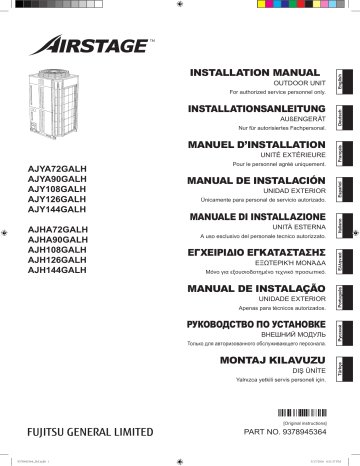AJH144GALH | AJY108GALH | AJHA90GALH | AJY126GALH | AJH108GALH | AJH126GALH | AJY144GALH | AJYA72GALH | AJHA72GALH | Installation manuel | Fujitsu AJYA90GALH Guide d'installation | Fixfr