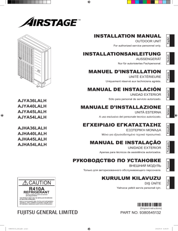 AJHA36LALH | AJHA45LALH | AJHA54LALH | AJHA40LALH | AJYA40LALH | AJYA45LALH | AJYA54LALH | Installation manuel | Fujitsu AJYA36LALH Guide d'installation | Fixfr