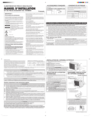 AOU12RL2 | Installation manuel | Fujitsu AOU9RL2 Guide d'installation | Fixfr