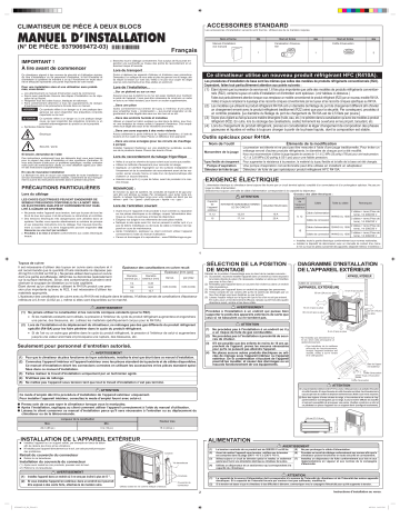 AOU9RLFF | ROSH09AFFJ | UOSH09AFFJ | ROSH12AFFJ | UOSH12AFFJ | ROSH15AFFJ | UOSH15AFFJ | Installation manuel | Fujitsu AOU12RLFF Guide d'installation | Fixfr