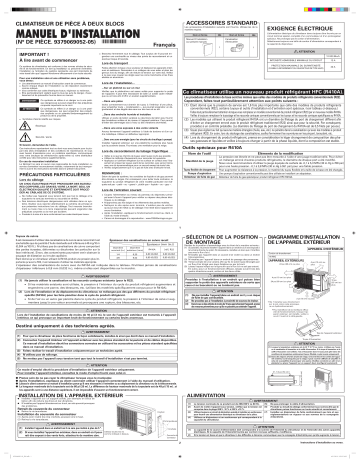 Installation manuel | Fujitsu AOU12RLFW Guide d'installation | Fixfr