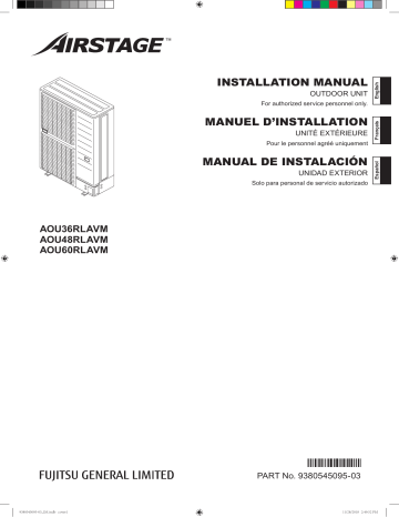 AOU48RLAVM | AOU36RLAVM | Installation manuel | Fujitsu AOU60RLAVM Guide d'installation | Fixfr