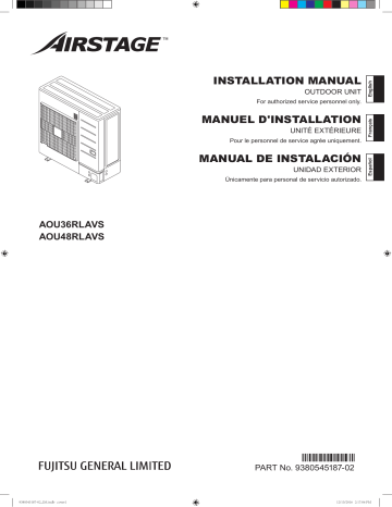 Installation manuel | Fujitsu AOU36RLAVS Guide d'installation | Fixfr