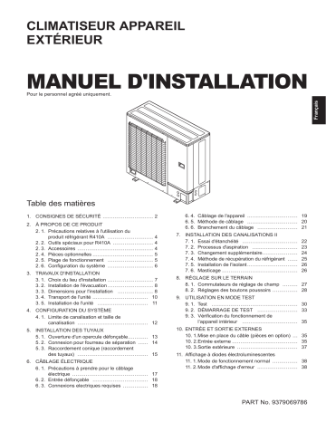 Installation manuel | Fujitsu AOU48RLXFZ1 Guide d'installation | Fixfr