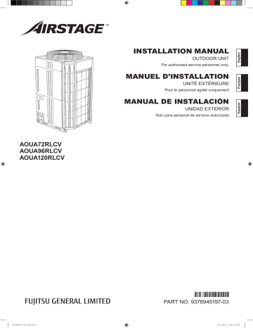 AOUA72RLCV | AOUA120RLCV | Installation manuel | Fujitsu AOUA96RLCV Guide d'installation | Fixfr