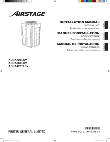 AOUA96TLCV | AOUA72TLCV | Installation manuel | Fujitsu AOUA120TLCV Guide d'installation | Fixfr