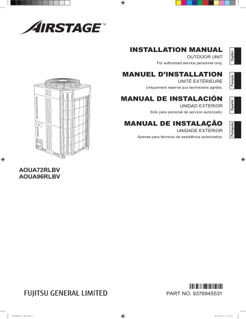 AOUA72RLBV | Installation manuel | Fujitsu AOUA96RLBV Guide d'installation | Fixfr