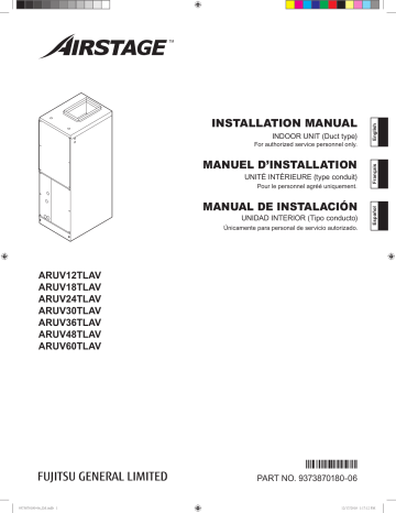 Installation manuel | Fujitsu ARUV12TLAV Guide d'installation | Fixfr