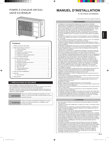 Installation manuel | Fujitsu WOHA060KLT Guide d'installation | Fixfr