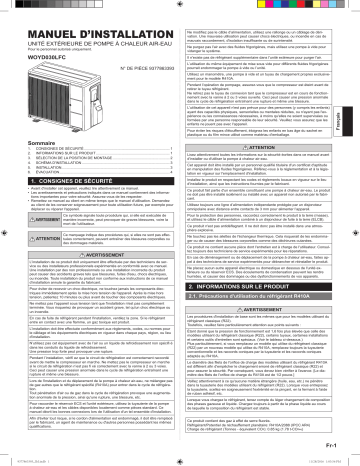 Installation manuel | Fujitsu WOYD030LFC Guide d'installation | Fixfr