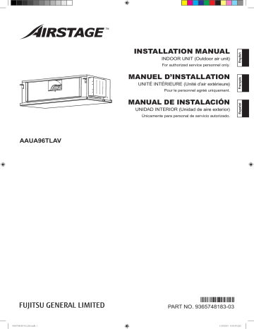 Installation manuel | Fujitsu AAUA96TLAV Guide d'installation | Fixfr