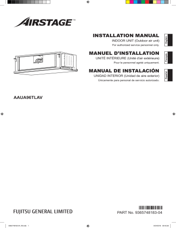 Installation manuel | Fujitsu AAUA96TLAV Guide d'installation | Fixfr