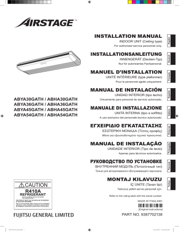 ABYA36GATH | ABYA45GATH | ABYA54GATH | ABHA30GATH | ABHA36GATH | ABHA45GATH | ABHA54GATH | Installation manuel | Fujitsu ABYA30GATH Guide d'installation | Fixfr