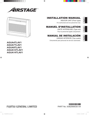 AGUA4TLAV1 | AGUA12TLAV1 | AGUA9TLAV1 | AGUA14TLAV1 | Installation manuel | Fujitsu AGUA7TLAV1 Guide d'installation | Fixfr
