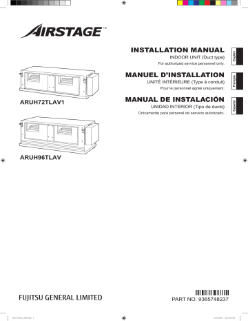 Installation manuel | Fujitsu ARUH72TLAV1 Guide d'installation | Fixfr