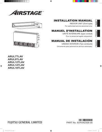 ARUL14TLAV | ARUL9TLAV | ARUL7TLAV | ARUL12TLAV | Installation manuel | Fujitsu ARUL18TLAV Guide d'installation | Fixfr