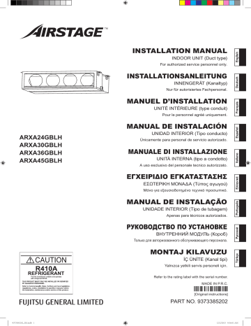 ARXA36GBLH | ARXA30GBLH | ARXA24GBLH | Installation manuel | Fujitsu ARXA45GBLH Guide d'installation | Fixfr