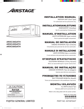 ARXC36GATH | ARXC60GATH | Installation manuel | Fujitsu ARXC45GATH Guide d'installation | Fixfr