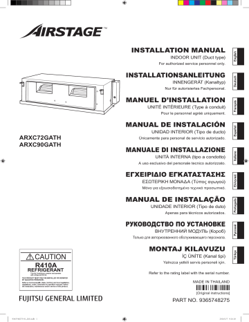 ARXC72GATH | Installation manuel | Fujitsu ARXC90GATH Guide d'installation | Fixfr