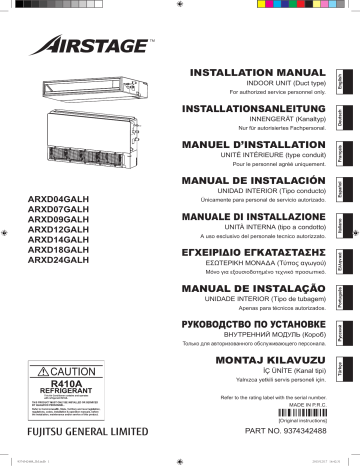 Installation manuel | Fujitsu ARXD04GALH Guide d'installation | Fixfr