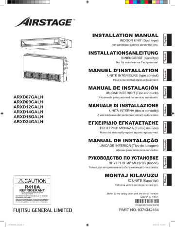 ARXD07GALH | ARXD12GALH | ARXD09GALH | ARXD18GALH | ARXD14GALH | Installation manuel | Fujitsu ARXD24GALH Guide d'installation | Fixfr