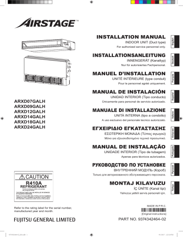 ARXD07GALH | ARXD12GALH | ARXD09GALH | ARXD18GALH | ARXD14GALH | Installation manuel | Fujitsu ARXD24GALH Guide d'installation | Fixfr