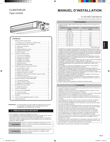 RDG12KSLAP | RDG09KSLAP | ARXG14KSLAP | ARXG12KSLAP | ARXG09KSLAP | RDG07KSLAP | RDG14KSLAP | Installation manuel | Fujitsu ARXG07KSLAP Guide d'installation | Fixfr