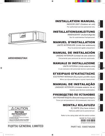 Installation manuel | Fujitsu ARXH096GTAH Guide d'installation | Fixfr