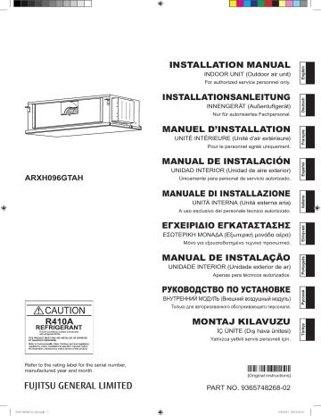 Installation manuel | Fujitsu ARXH096GTAH Guide d'installation | Fixfr