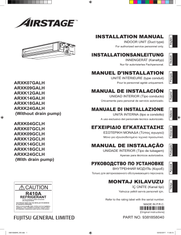 Installation manuel | Fujitsu ARXK04GCLH Guide d'installation | Fixfr