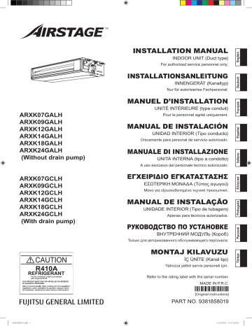 ARXK07GALH | ARXK12GCLH | ARXK09GALH | ARXK07GCLH | ARXK24GCLH | ARXK18GALH | ARXK24GALH | ARXK14GCLH | ARXK12GALH | ARXK18GCLH | ARXK14GALH | Installation manuel | Fujitsu ARXK09GCLH Guide d'installation | Fixfr