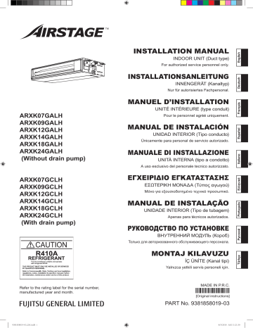 ARXK07GALH | ARXK12GCLH | ARXK09GALH | ARXK07GCLH | ARXK24GCLH | ARXK18GALH | ARXK24GALH | ARXK14GCLH | ARXK12GALH | ARXK18GCLH | ARXK14GALH | Installation manuel | Fujitsu ARXK09GCLH Guide d'installation | Fixfr