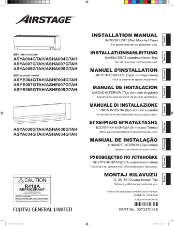 ASYA034GTAH | ASYA007GTAH | ASYE004GTAH | ASYA030GTAH | ASHA004GTAH | ASYA009GTAH | ASYE007GTAH | ASYE009GTAH | Installation manuel | Fujitsu ASYA004GTAH Guide d'installation | Fixfr