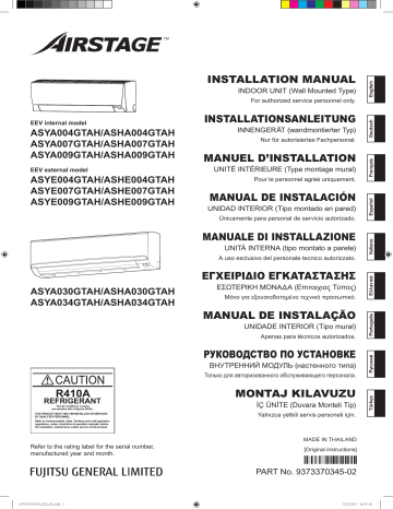 ASYA034GTAH | ASYA007GTAH | ASYE004GTAH | ASYA030GTAH | ASHA004GTAH | ASYA009GTAH | ASYE007GTAH | ASYE009GTAH | Installation manuel | Fujitsu ASYA004GTAH Guide d'installation | Fixfr