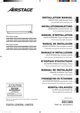 Fujitsu ASYA014GCAH Guide d'installation