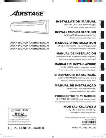 ASYA18GACH | ASHA18GACH | ASYA30GACH | Installation manuel | Fujitsu ASYA24GACH Guide d'installation | Fixfr