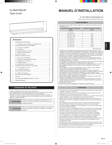 ASHG30KMTA | RSG36KMTA | Installation manuel | Fujitsu RSG30KMTA Guide d'installation | Fixfr