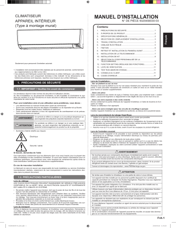 Installation manuel | Fujitsu ASU12RLS3Y Guide d'installation | Fixfr