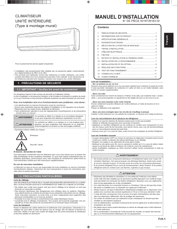 Installation manuel | Fujitsu ASU18RLB Guide d'installation | Fixfr