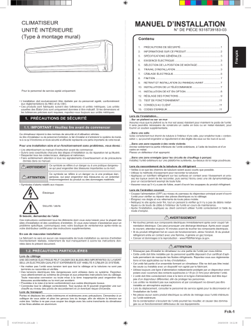 Installation manuel | Fujitsu ASU18RLB Guide d'installation | Fixfr