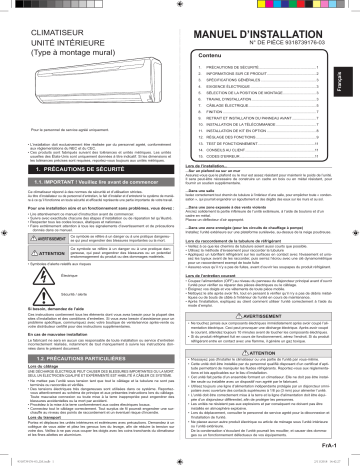 Installation manuel | Fujitsu ASU18RLF Guide d'installation | Fixfr