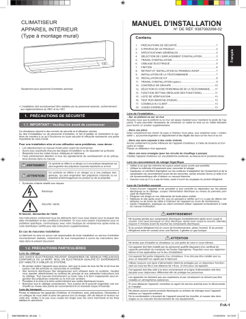 Installation manuel | Fujitsu ASU30RLE Guide d'installation | Fixfr