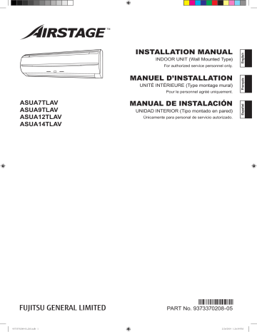 Installation manuel | Fujitsu ASUA12TLAV Guide d'installation | Fixfr